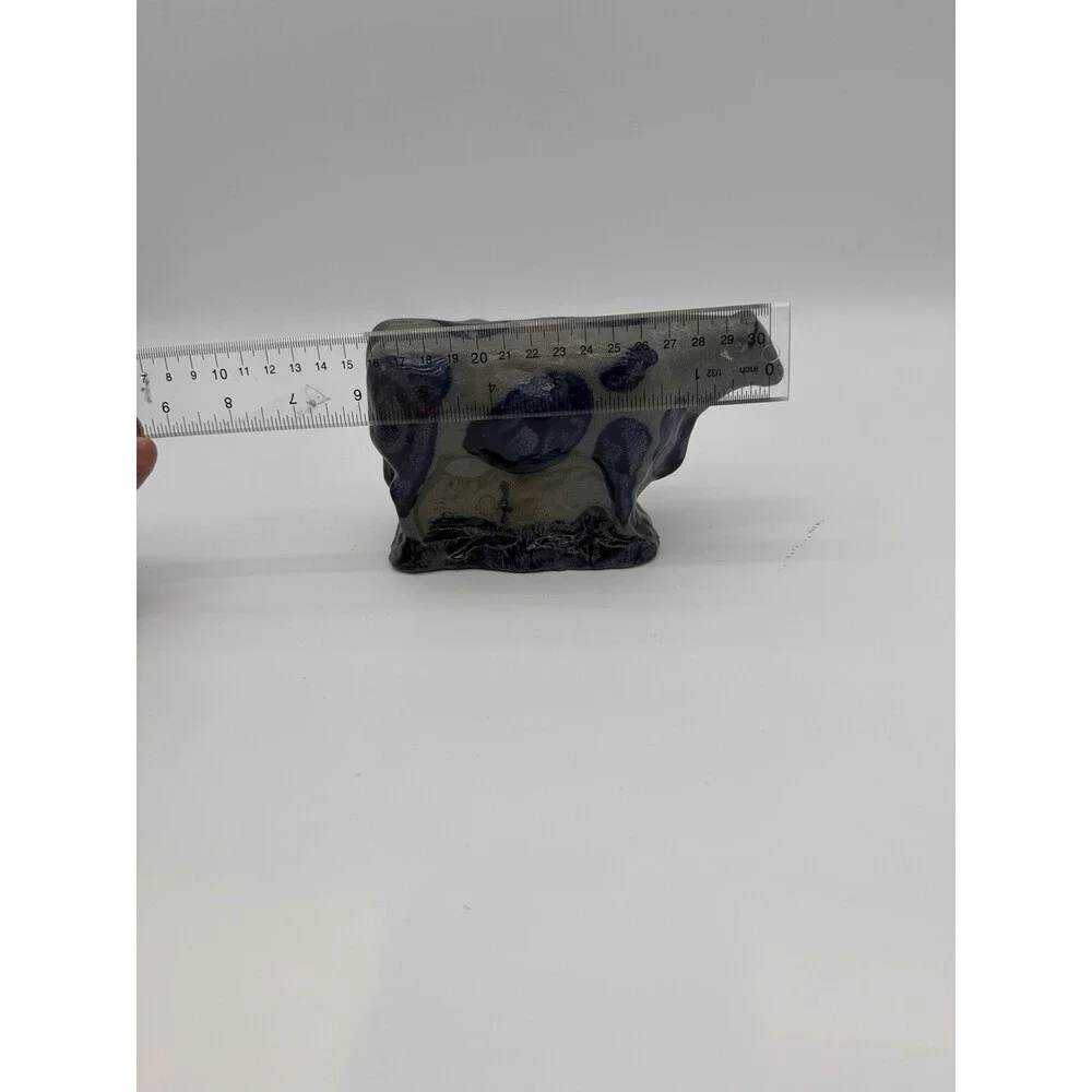 Rowe Art Pottery Salt Glaze Works Blue Holstein Cow Figurine 1990 Vintage USA